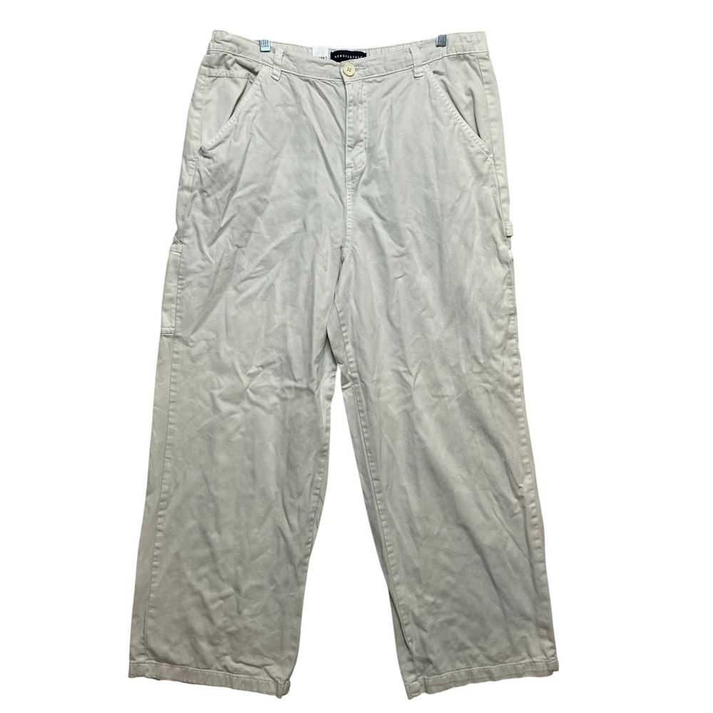 Aeropostale Pants Womens XL Tan Carpenter Wide Leg Utility Twill